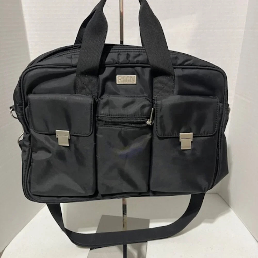 Black RMN Nylon Travel Messenger Laptop Notebook Tote Case Bag